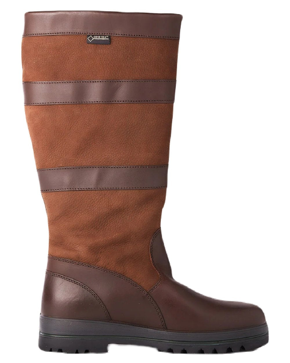 Walnut coloured Dubarry Wexford Country Boots on white background 