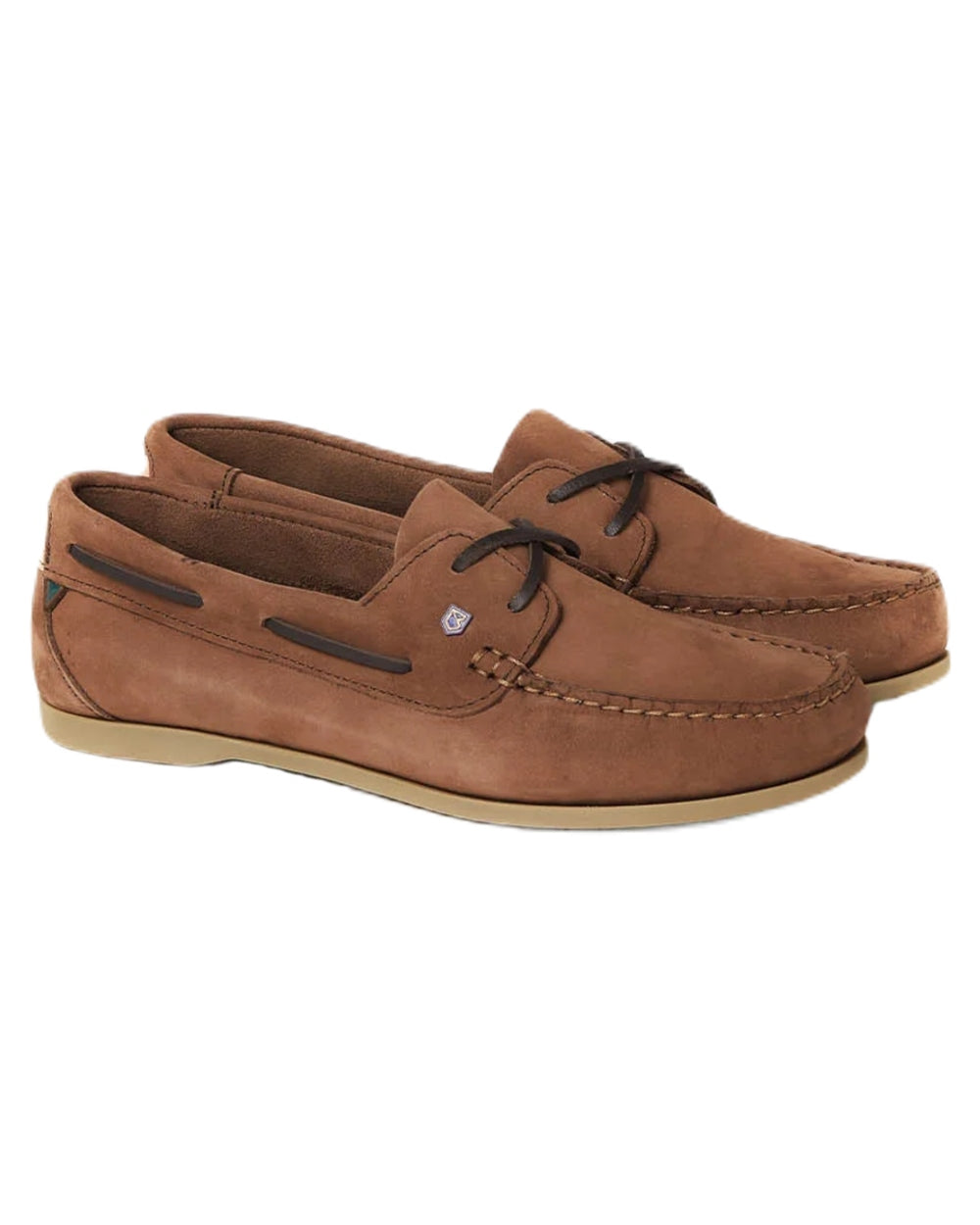 Cafe coloured Dubarry Womens Aruba Deck Shoes on white background 