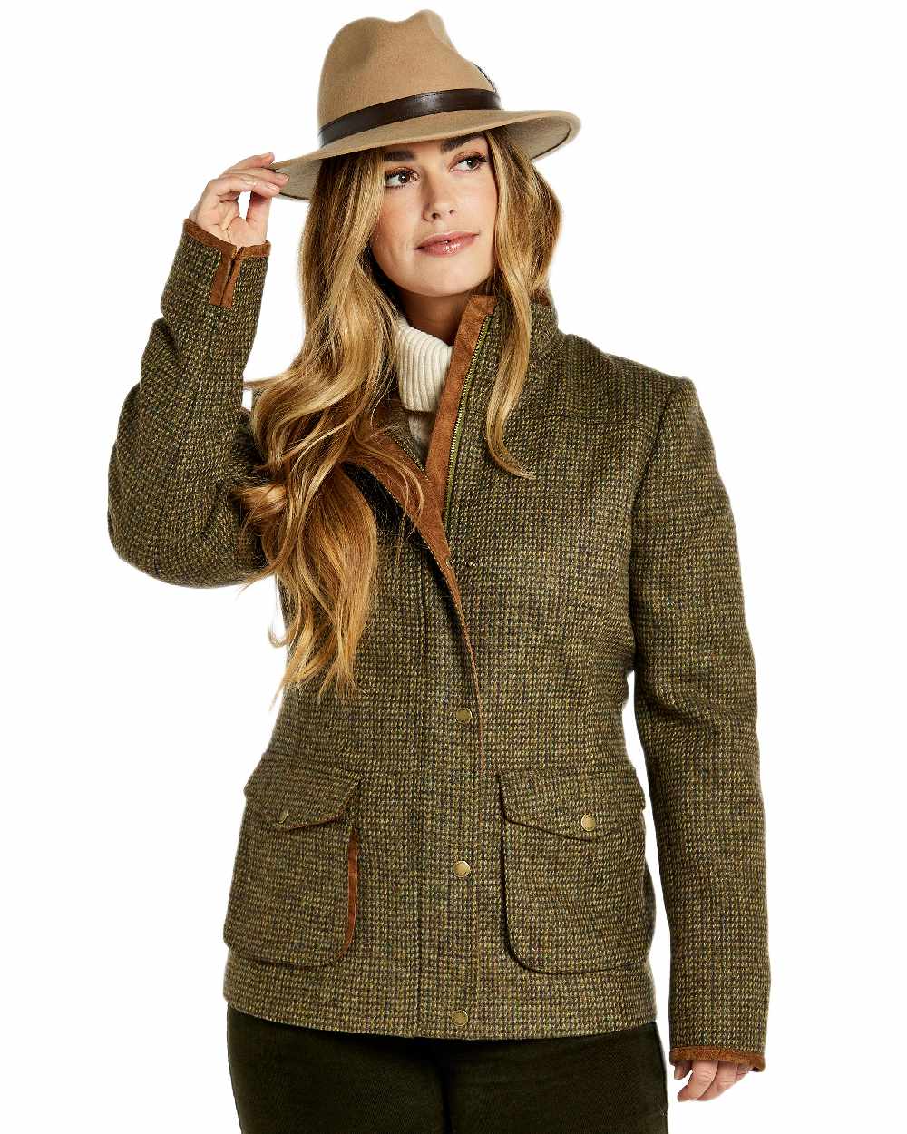 Heath Coloured Dubarry Womens Betony Utility Jacket on white background 