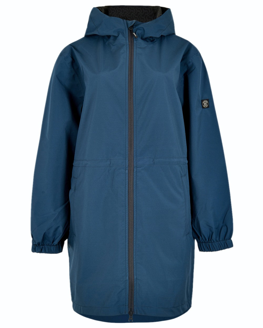 Atlantic coloured Dubarry Womens Brookside Hooded Rain Mac on white background 