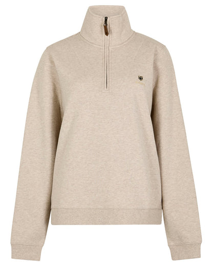 Bone coloured Dubarry Womens Castlemartyr Quarter Zip Sweatshirt on white background 