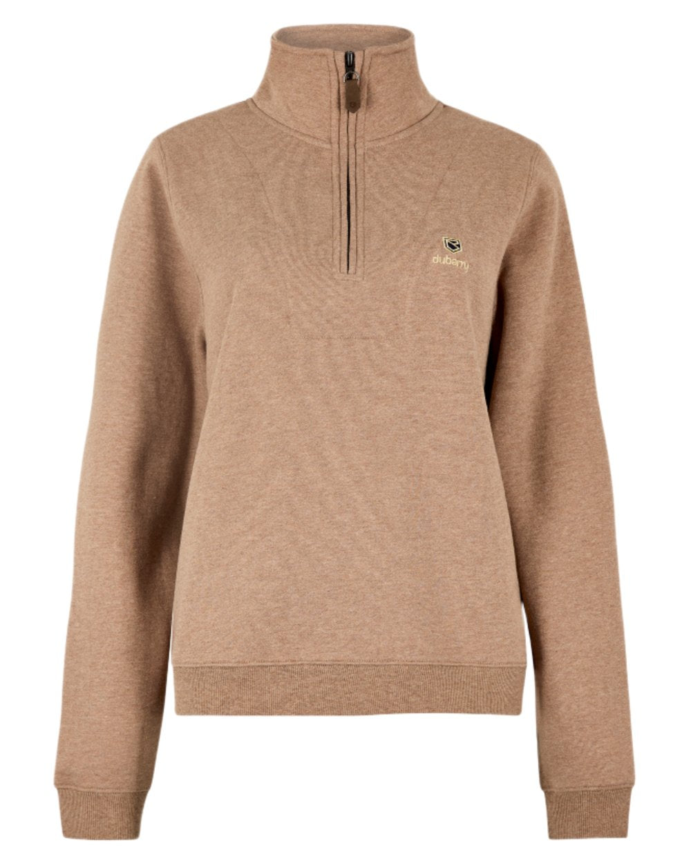 Elk Coloured Dubarry Womens Castlemartyr Quarter Zip Sweatshirt on white background 