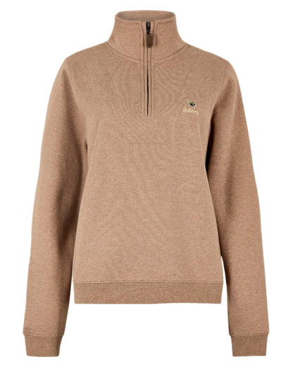 Elk Coloured Dubarry Womens Castlemartyr Quarter Zip Sweatshirt on white background 