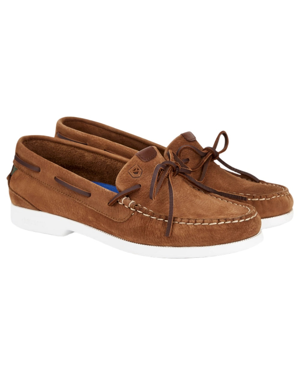 Chestnut coloured Dubarry Womens Coral Dubarrylite Slip On Deck Shoes on white background 