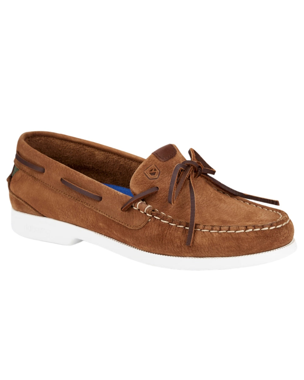 Chestnut coloured Dubarry Womens Coral Dubarrylite Slip On Deck Shoes on white background 