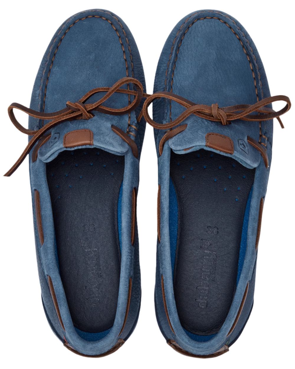 Denim coloured Dubarry Womens Coral Dubarrylite Slip On Deck Shoes on white background 