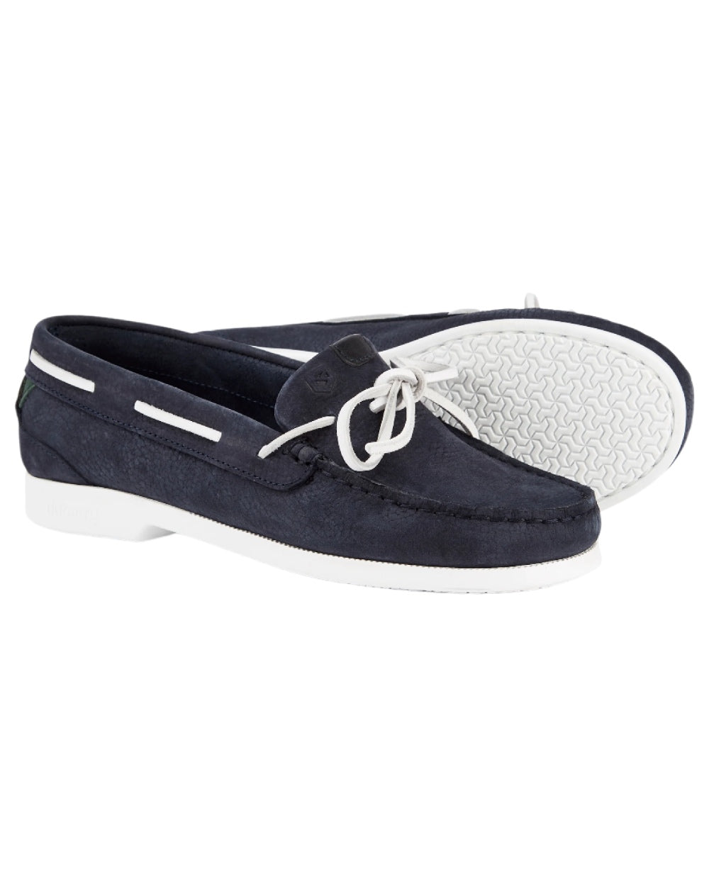 Navy coloured Dubarry Womens Coral Dubarrylite Slip On Deck Shoes on white background 