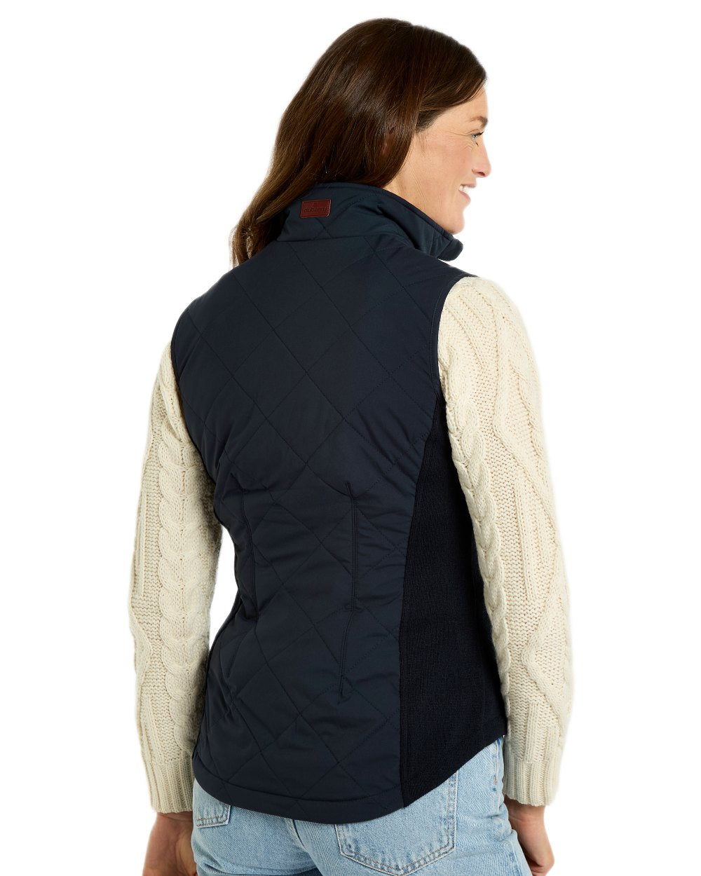 Navy coloured Dubarry Womens Deerpark Gilet on white background 