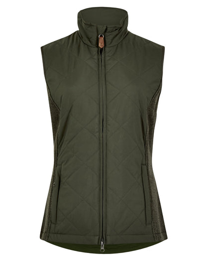 Olive coloured Dubarry Womens Deerpark Gilet on white background 