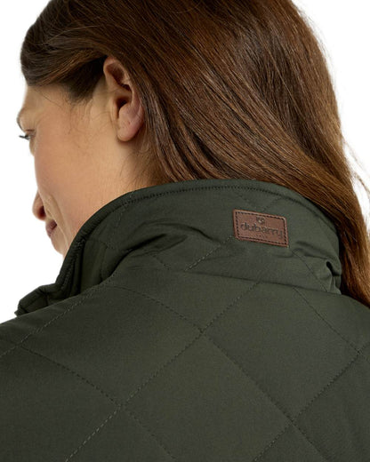 Olive coloured Dubarry Womens Deerpark Gilet on white background 