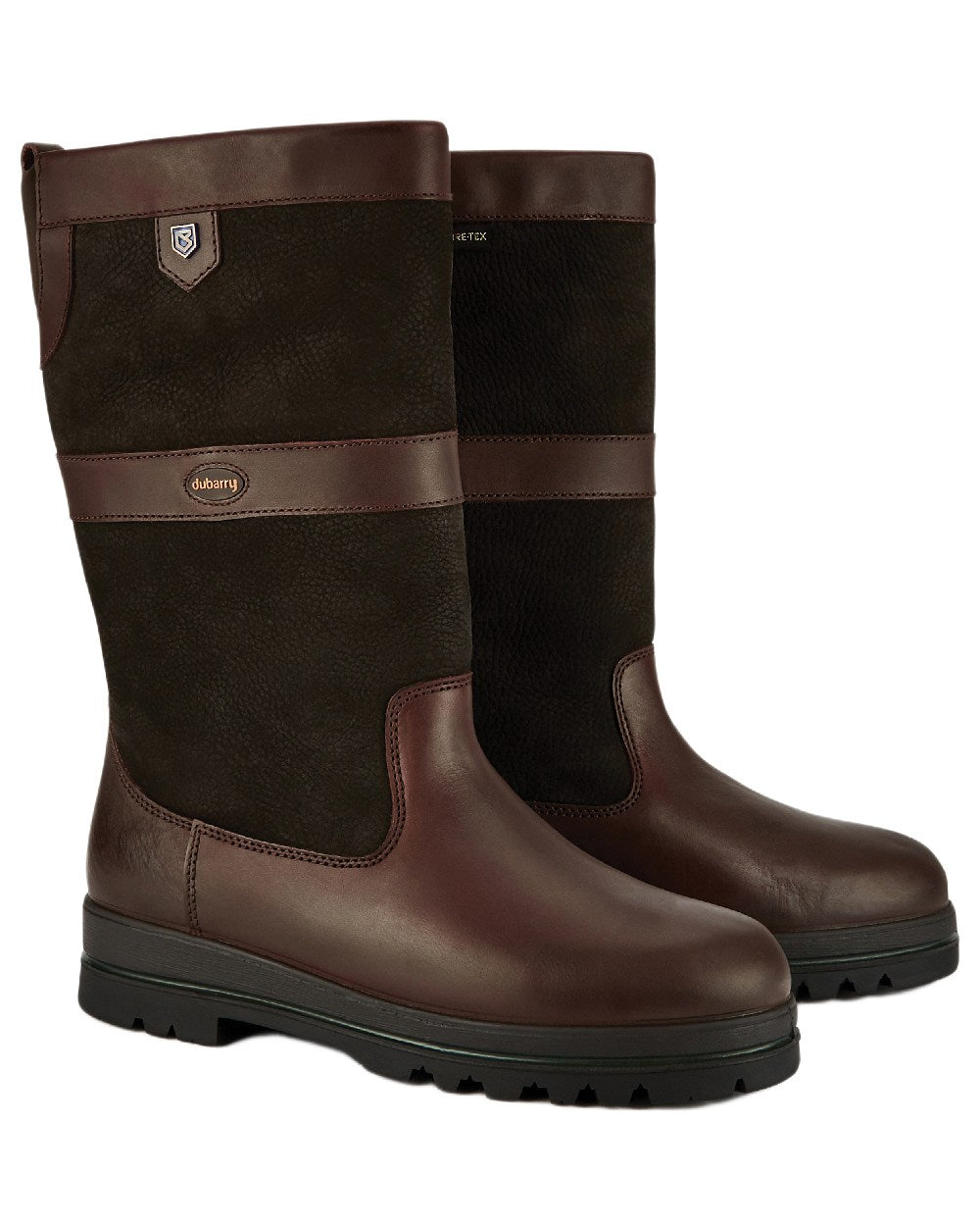 Black Brown Coloured Dubarry Womens Donegal Country Boots on white background 