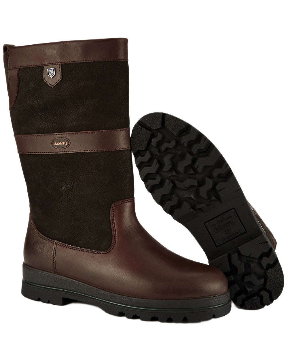 Black Brown Coloured Dubarry Womens Donegal Country Boots on white background 