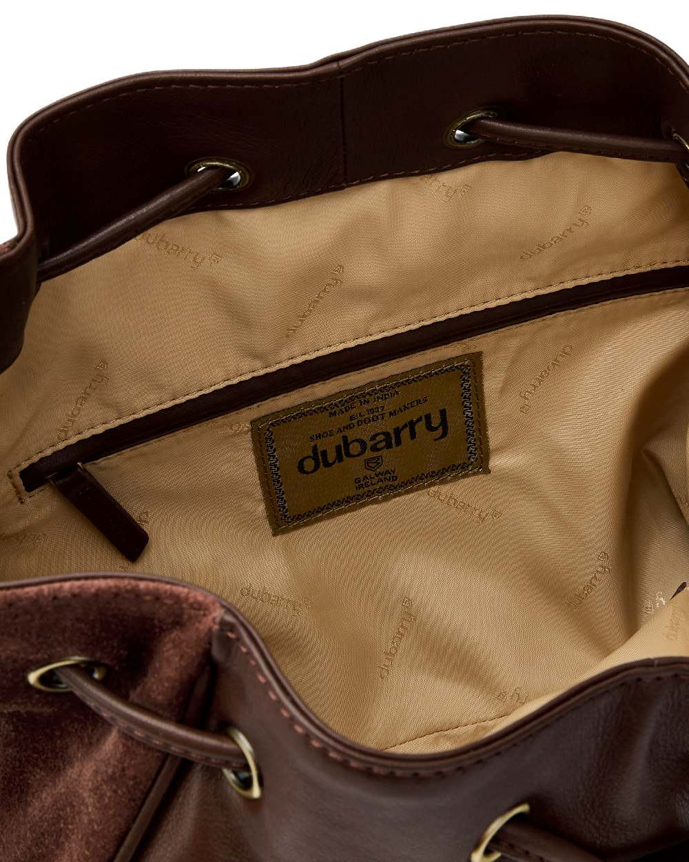 Cedar Coloured Dubarry Womens Doonbeg Cross Body Bucket Bag on white background 