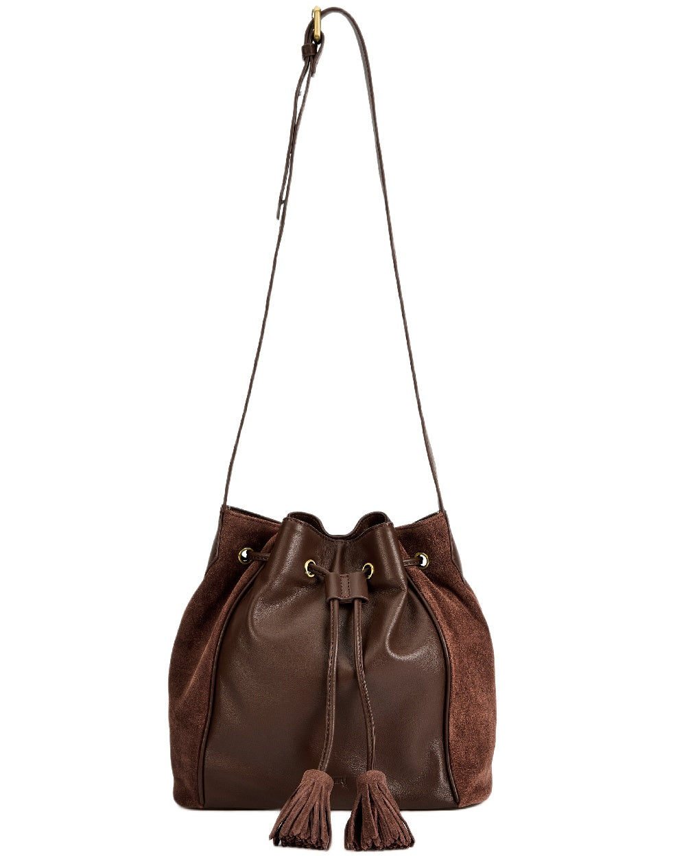 Cedar Coloured Dubarry Womens Doonbeg Cross Body Bucket Bag on white background 