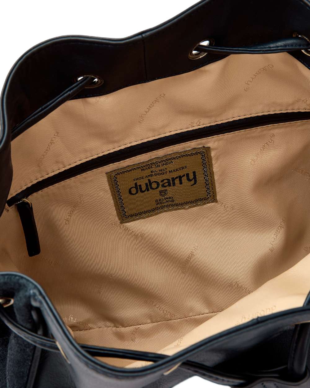 Navy Coloured Dubarry Womens Doonbeg Cross Body Bucket Bag on white background 