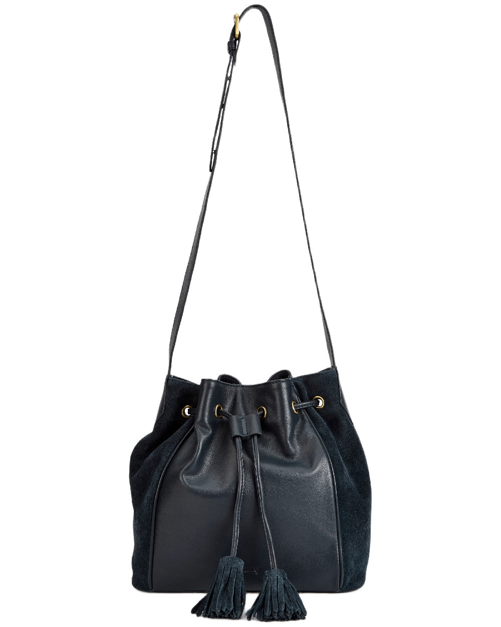 Navy Coloured Dubarry Womens Doonbeg Cross Body Bucket Bag on white background 
