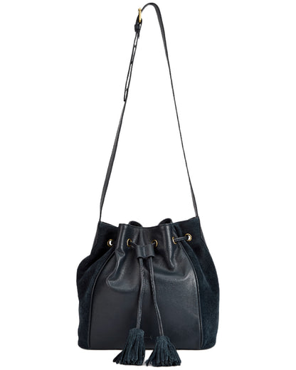 Navy Coloured Dubarry Womens Doonbeg Cross Body Bucket Bag on white background 