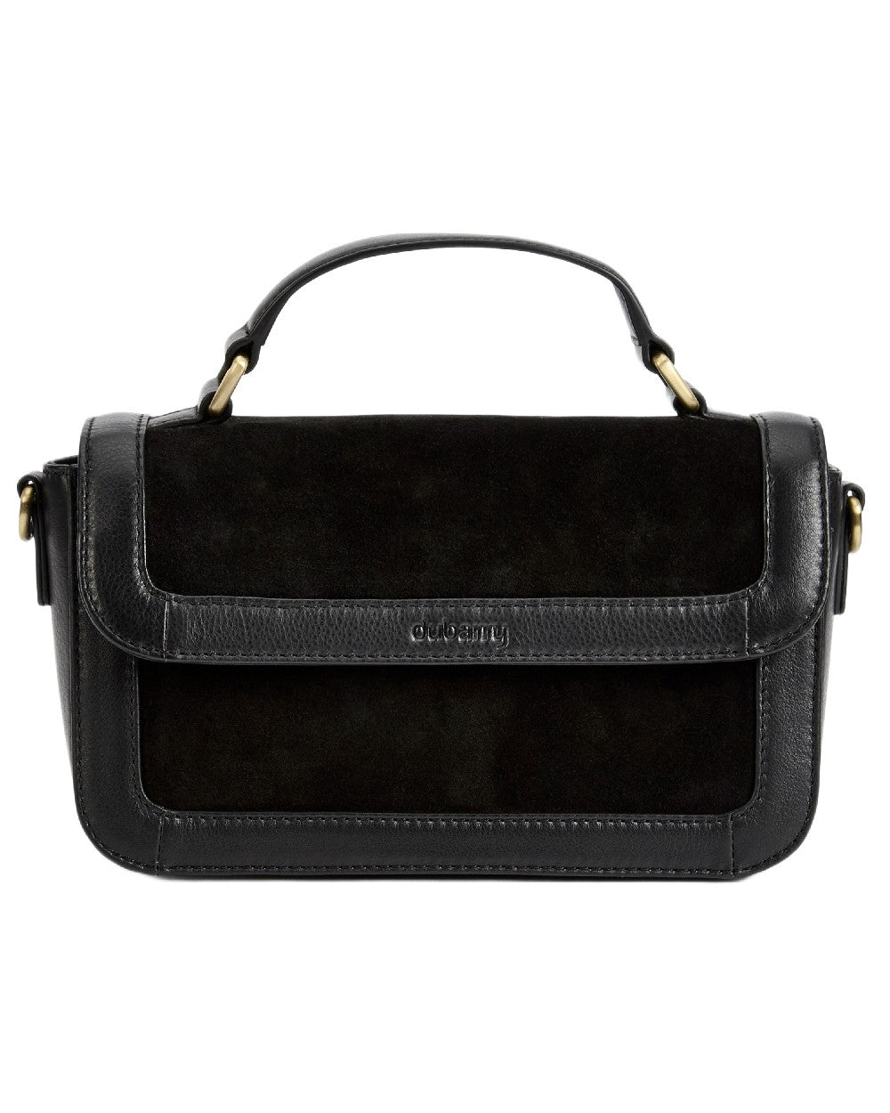 Black Coloured Dubarry Womens Eadestown Structured Suede And Leather Handbag on white background 
