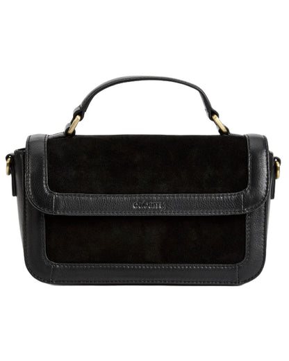Black Coloured Dubarry Womens Eadestown Structured Suede And Leather Handbag on white background 