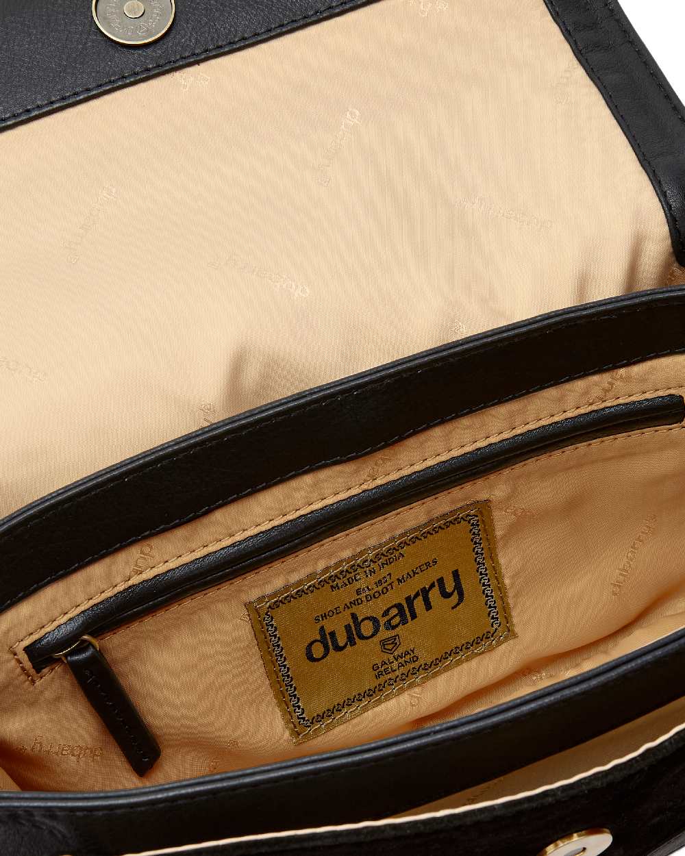 Black Coloured Dubarry Womens Eadestown Structured Suede And Leather Handbag on white background 