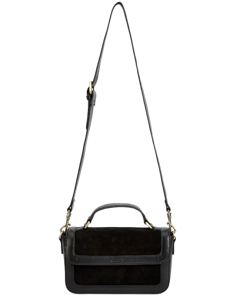 Black Coloured Dubarry Womens Eadestown Structured Suede And Leather Handbag on white background 