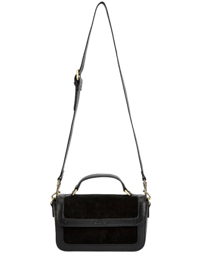 Black Coloured Dubarry Womens Eadestown Structured Suede And Leather Handbag on white background 