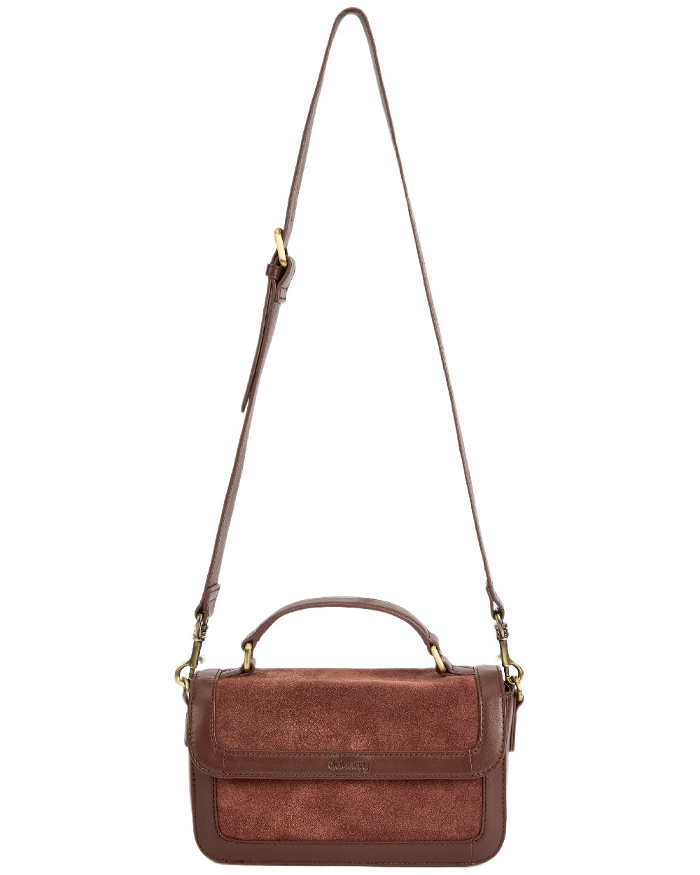 Cedar Coloured Dubarry Womens Eadestown Structured Suede And Leather Handbag on white background 