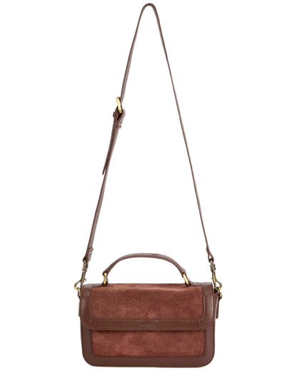 Cedar Coloured Dubarry Womens Eadestown Structured Suede And Leather Handbag on white background 