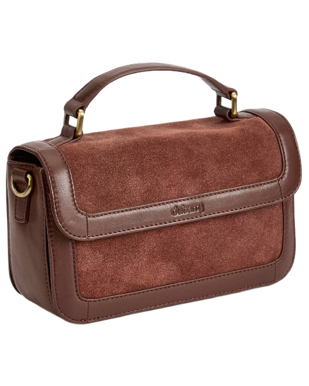 Cedar Coloured Dubarry Womens Eadestown Structured Suede And Leather Handbag on white background 