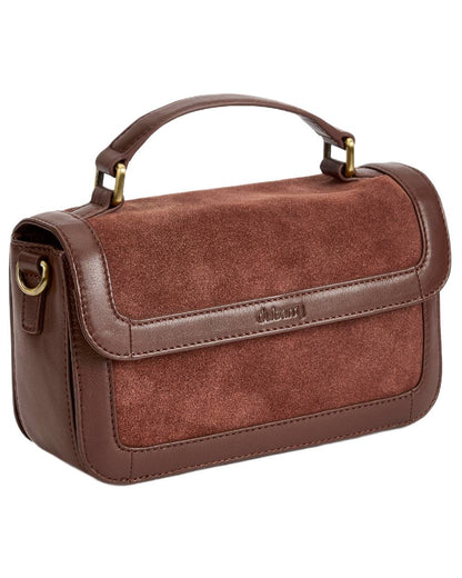Cedar Coloured Dubarry Womens Eadestown Structured Suede And Leather Handbag on white background 