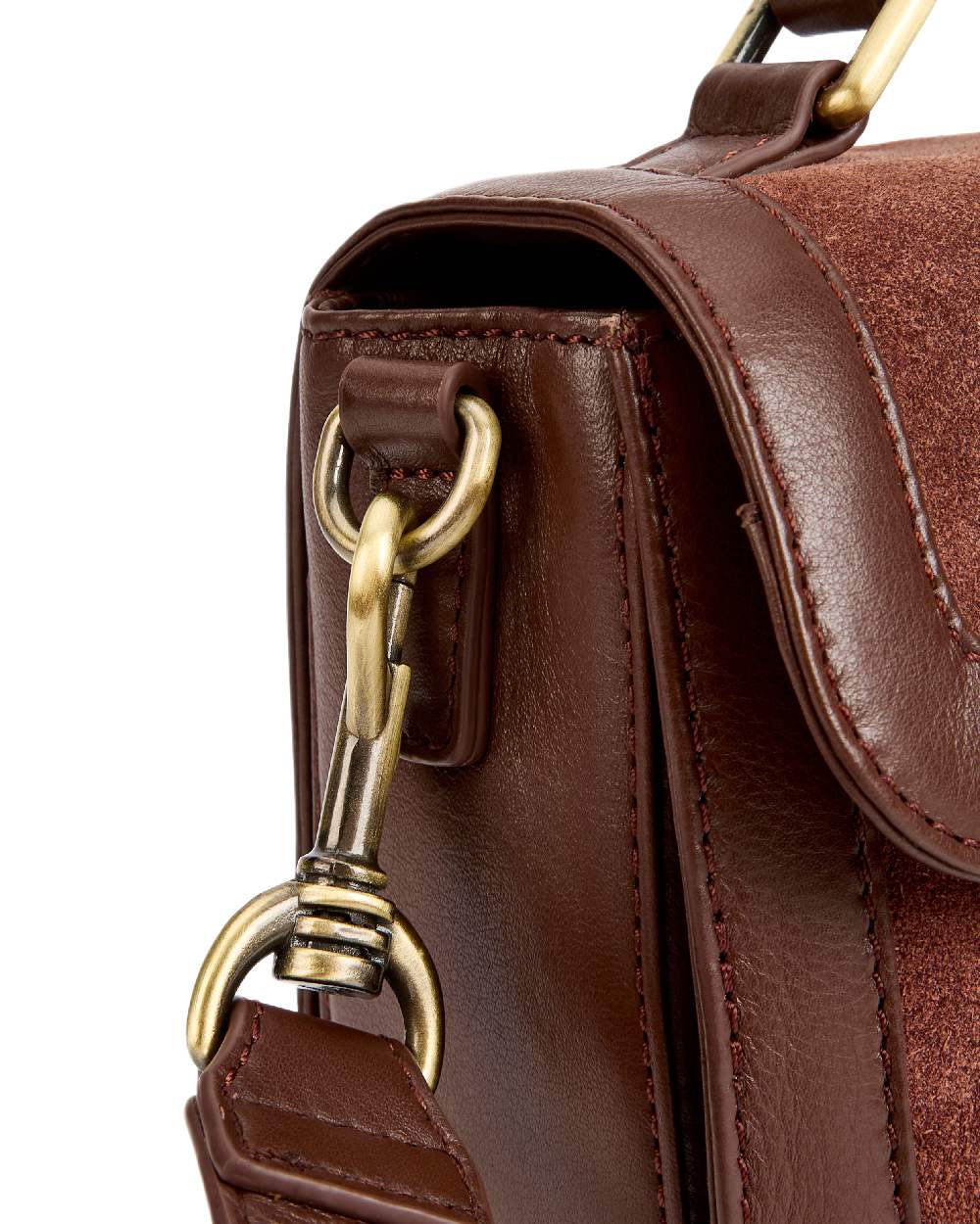 Cedar Coloured Dubarry Womens Eadestown Structured Suede And Leather Handbag on white background 