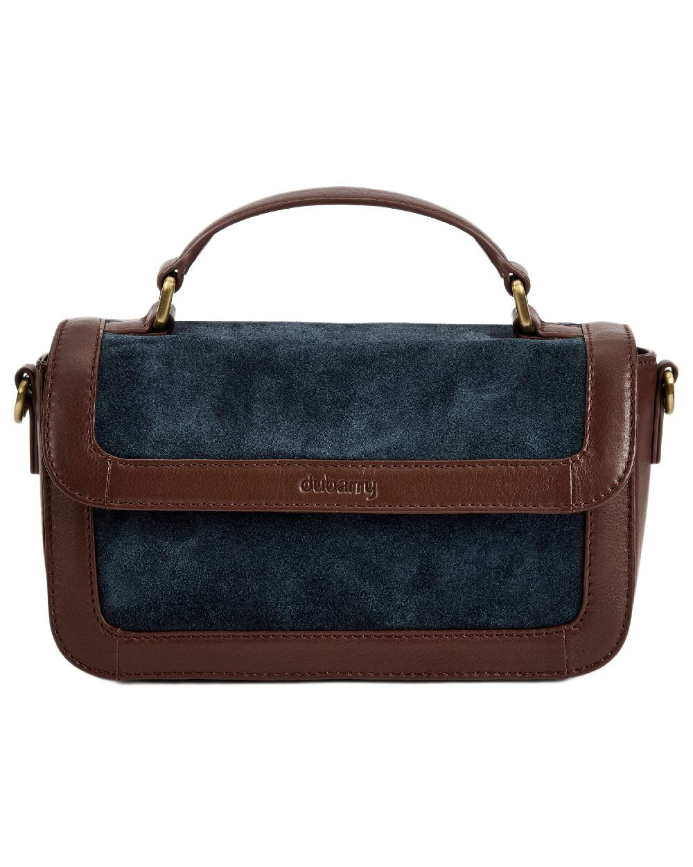 Navy Coloured Dubarry Womens Eadestown Structured Suede And Leather Handbag on white background 