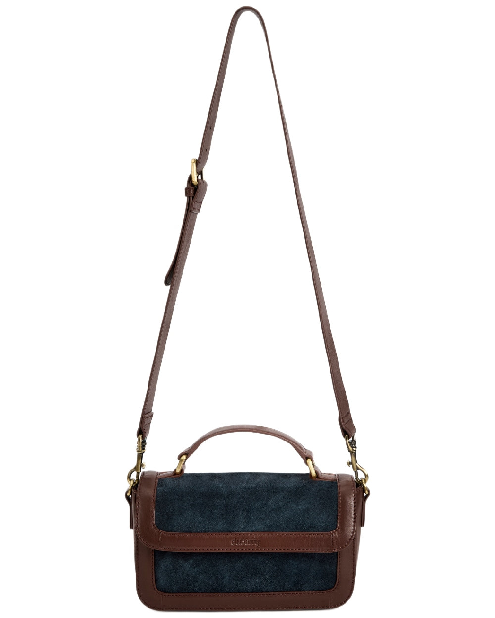 Navy Coloured Dubarry Womens Eadestown Structured Suede And Leather Handbag on white background 