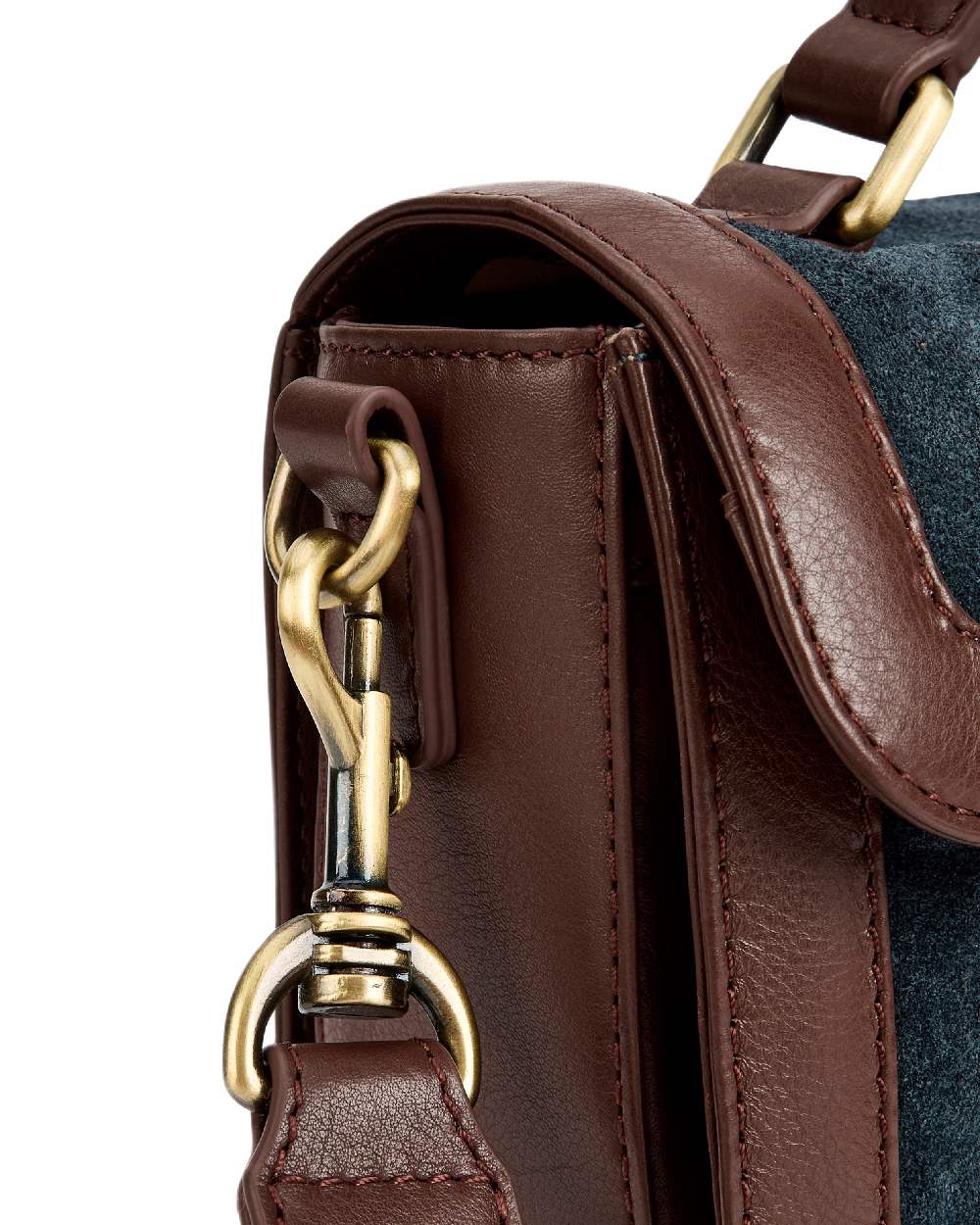 Navy Coloured Dubarry Womens Eadestown Structured Suede And Leather Handbag on white background 
