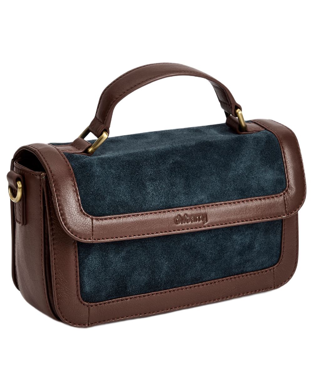 Navy Coloured Dubarry Womens Eadestown Structured Suede And Leather Handbag on white background 