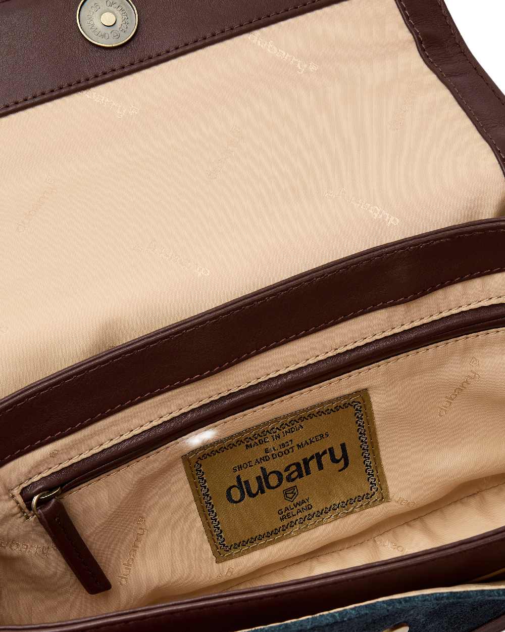 Navy Coloured Dubarry Womens Eadestown Structured Suede And Leather Handbag on white background 