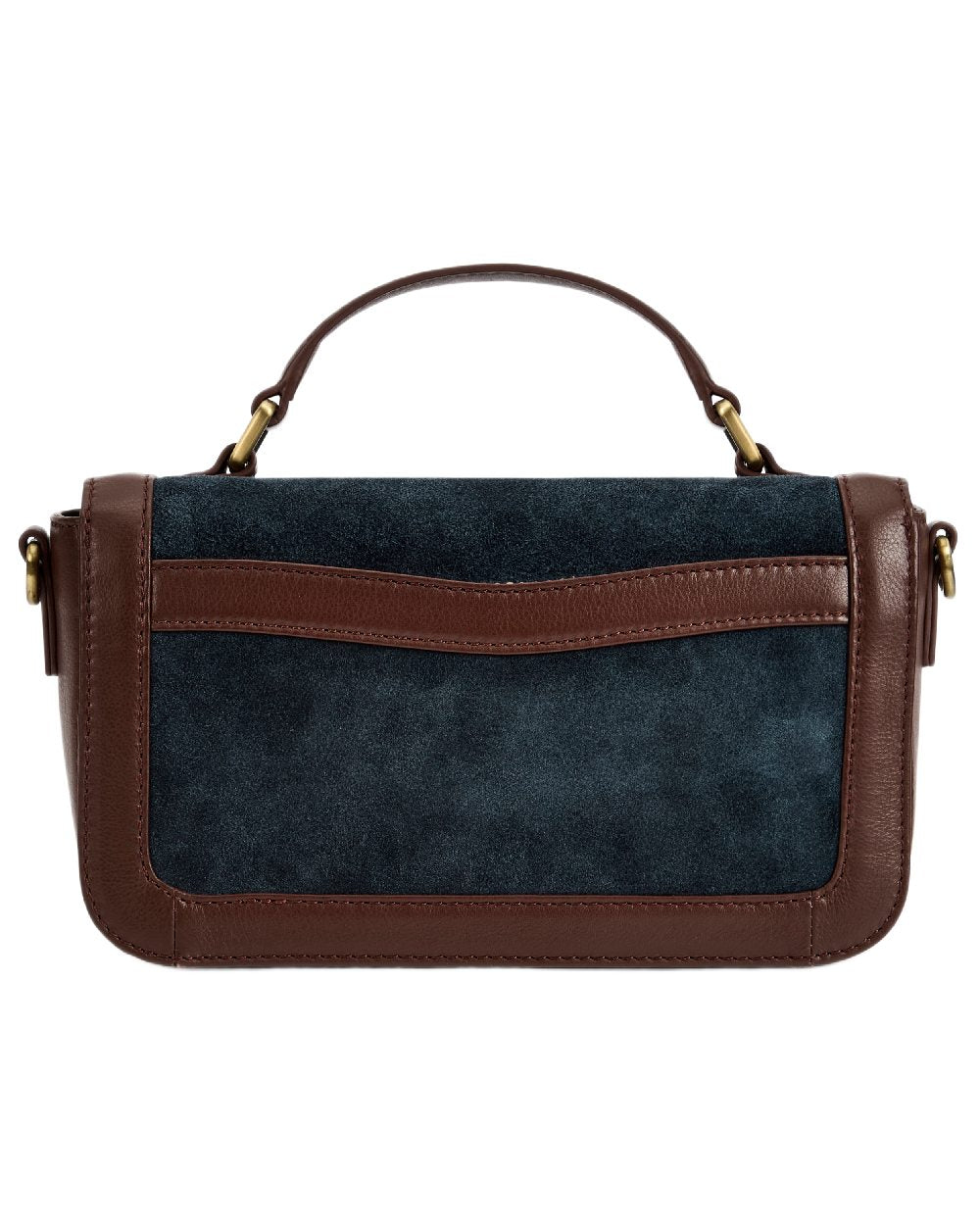 Navy Coloured Dubarry Womens Eadestown Structured Suede And Leather Handbag on white background 