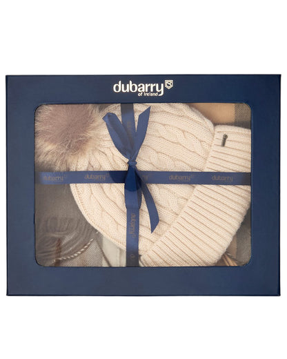 Dusky Green Coloured Dubarry Womens Foley Matching Hat And Scarf Gift Set on white background 