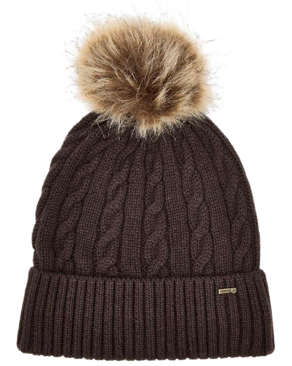 Elk Coloured Dubarry Womens Forester Knitted Bobble Hat on white background 