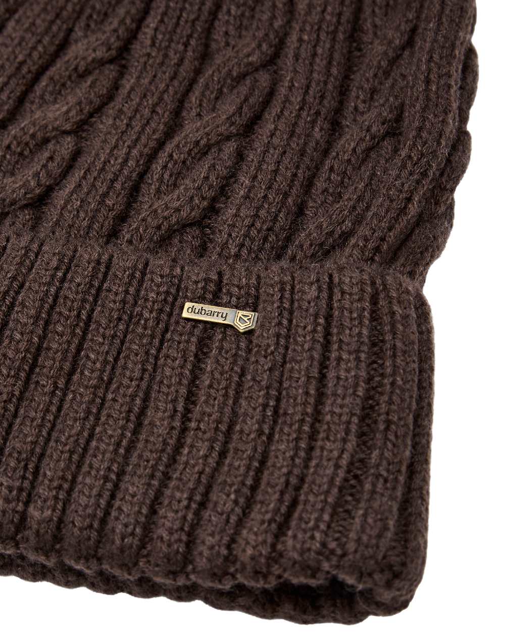 Elk Coloured Dubarry Womens Forester Knitted Bobble Hat on white background 