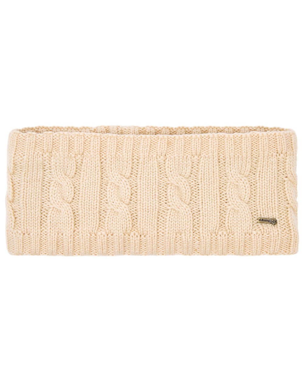Chalk Coloured Dubarry Womens Gleeson Cable Knit Headband on white background 