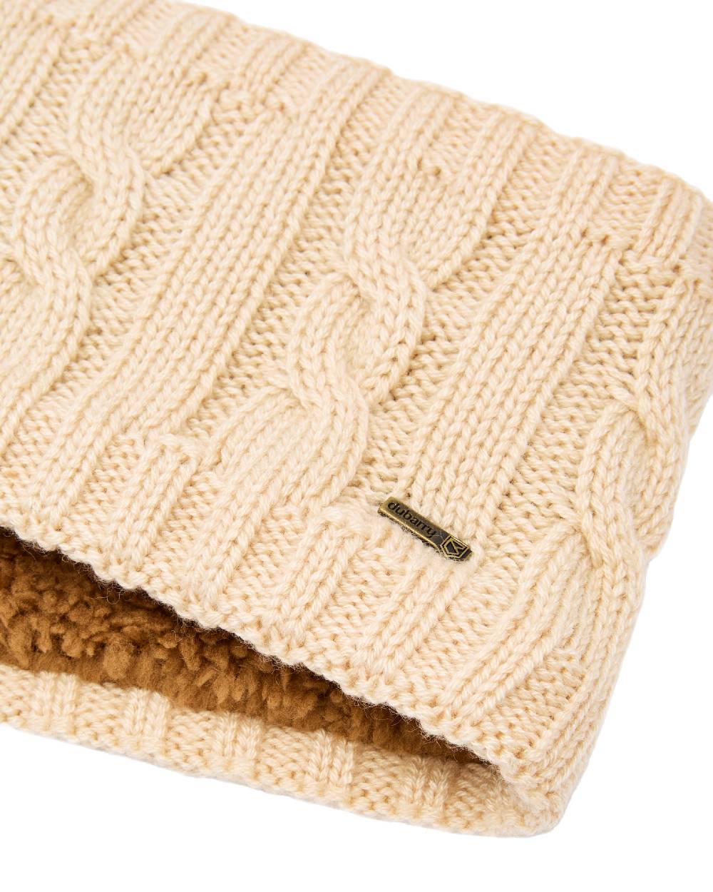 Chalk Coloured Dubarry Womens Gleeson Cable Knit Headband on white background 