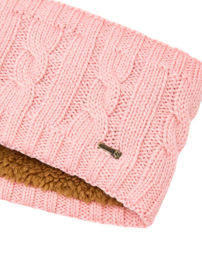 Dusky Rose Coloured Dubarry Womens Gleeson Cable Knit Headband on white background 