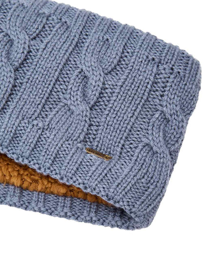Indigo Coloured Dubarry Womens Gleeson Cable Knit Headband on white background 
