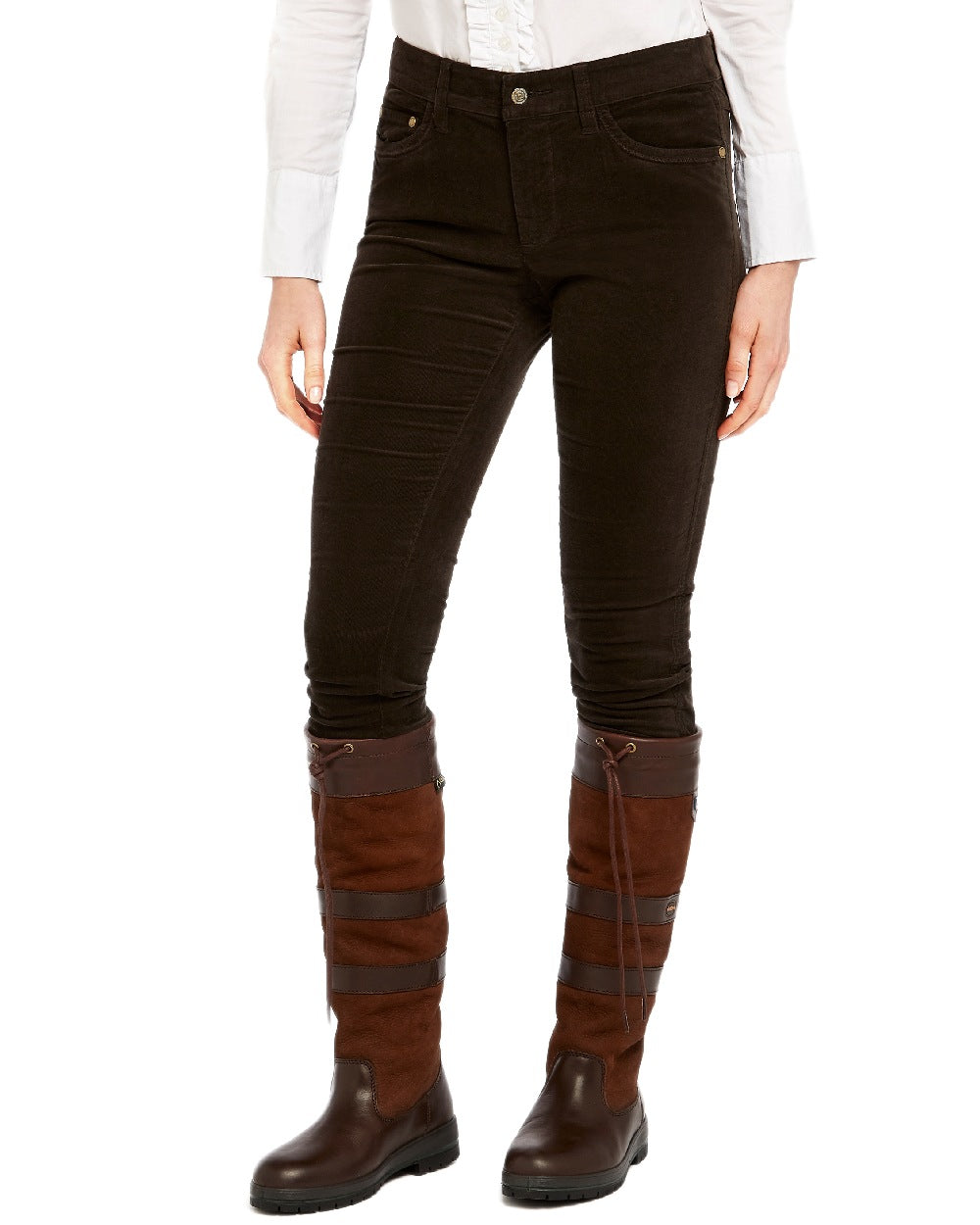 Bourbon Coloured Dubarry Womens Honeysuckle Jeans on white background 