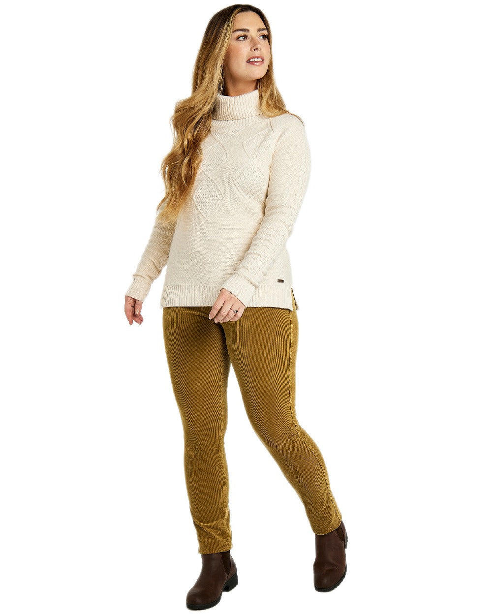 Harvest Gold Coloured Dubarry Womens Honeysuckle Jeans on white background 