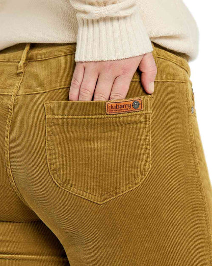 Harvest Gold Coloured Dubarry Womens Honeysuckle Jeans on white background 