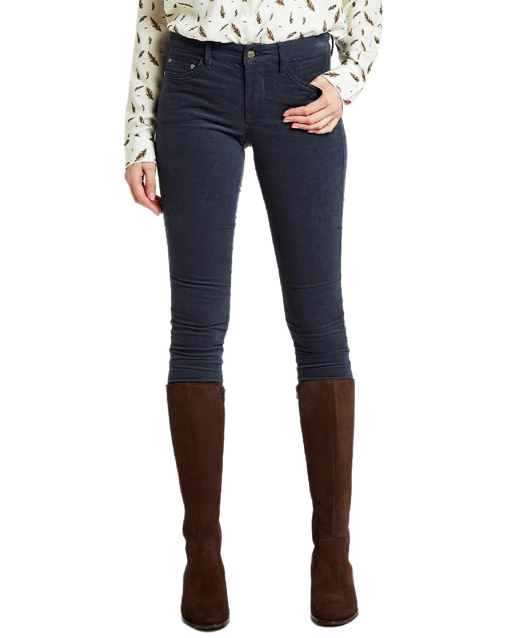 Indigo Coloured Dubarry Womens Honeysuckle Jeans on white background 