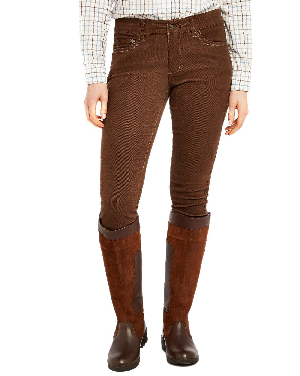 Mocha Coloured Dubarry Womens Honeysuckle Jeans on white background 