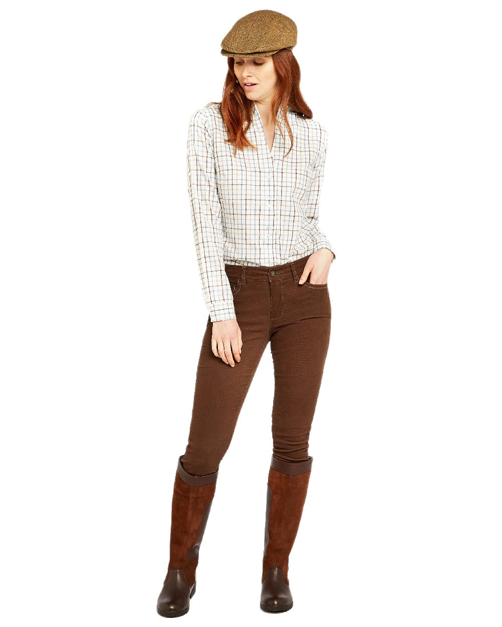 Mocha Coloured Dubarry Womens Honeysuckle Jeans on white background 